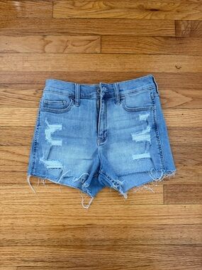 Hollister Light Blue Distressed Denim Shorts